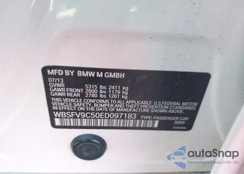 2014 BMW M5 from USA, damaged, VIN WBSFV9C50ED097183